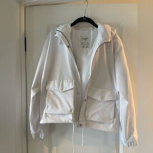 White cropped windbreaker jacket